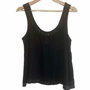 Roxy Black Crop Tank Top w Aztec Detail